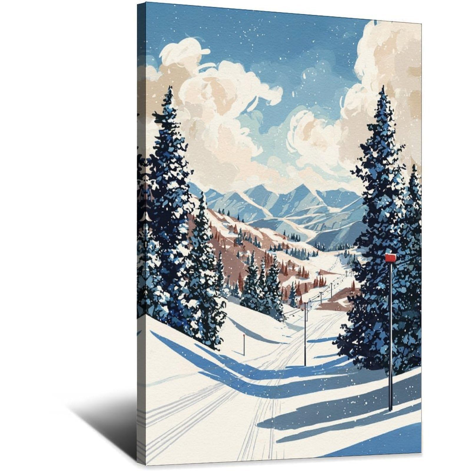 Park City Utah Ski Poster 20x30inch(50x75cm) Vintage Watercolor Canvas Art