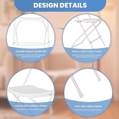 Miniatura 9 de 10 Pack White Folding Chairs with 350 lbs Capacity, Durable Metal Frame & Thick Plastic Seat, Versatile Foldable Chairs for Office, Patio, Party,