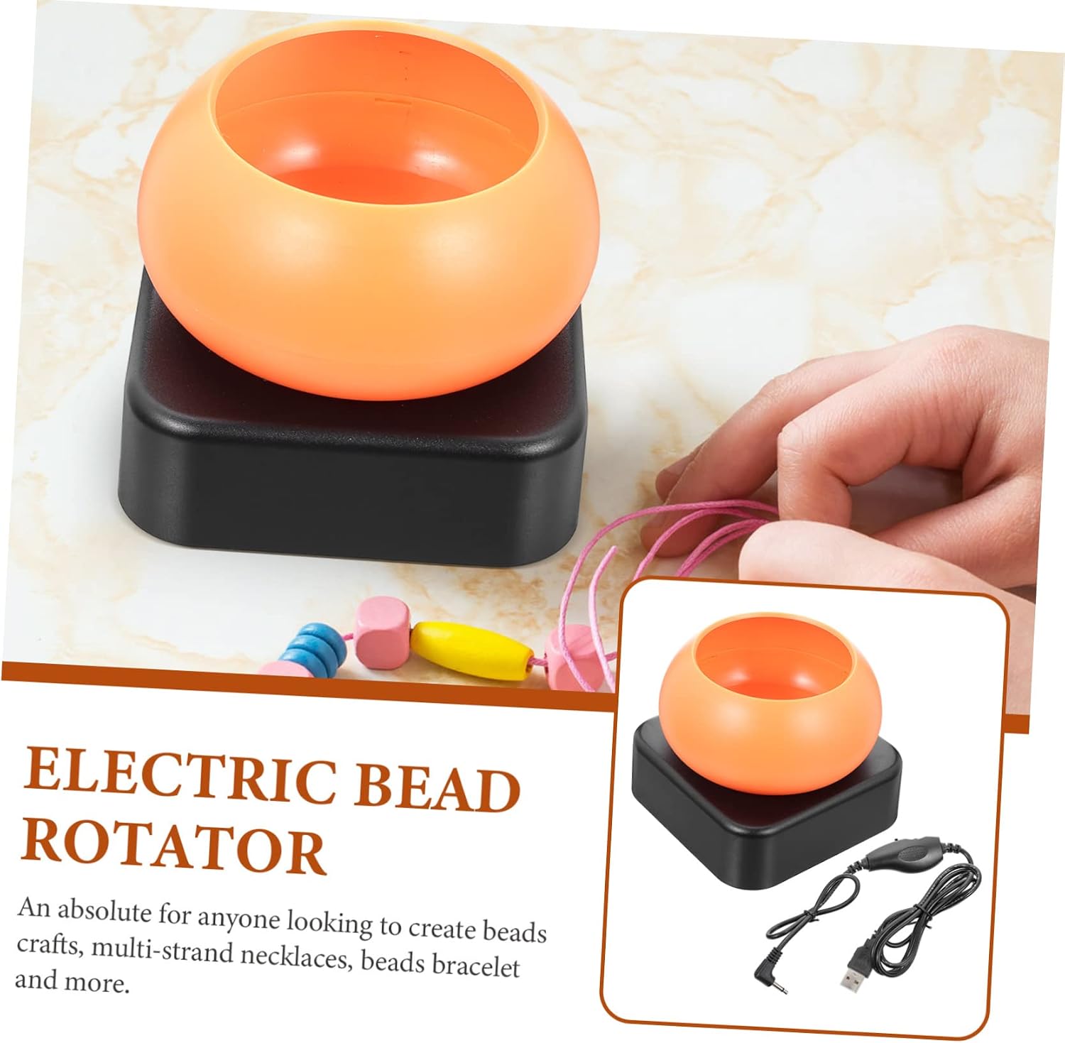 STOBOK Bead Spinner Device Adjustable Speed and USB Cable for Easy Beading Crafts for Stringing Beads Including Pearls and Spacers