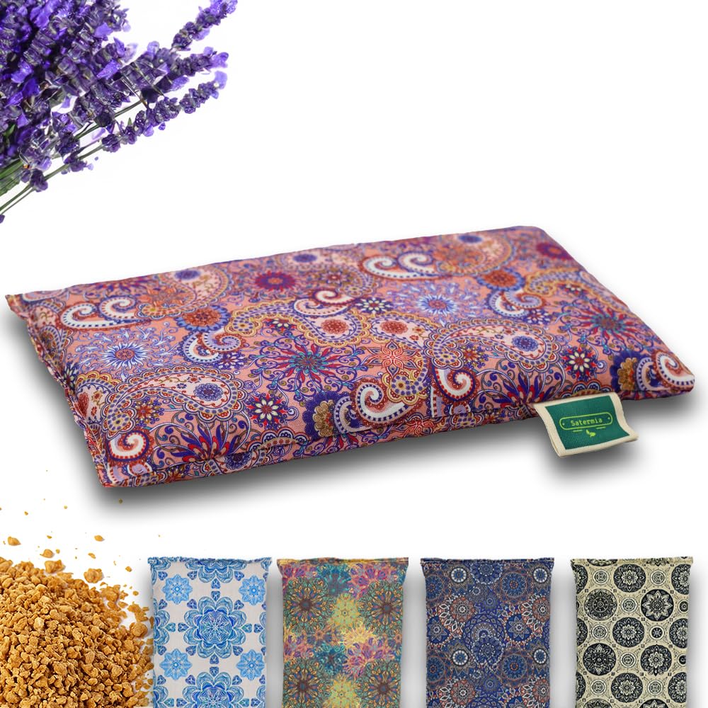 Saco Semillas Microondas - 28x15cm Semillas y Lavanda, 100% Algodón - Saco de Semillas para Microondas - Bolsa térmica Calor y FrÃo - Estampado Mandala (Mandala Aurora)