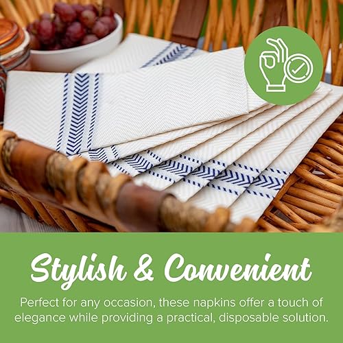 Miniatura 3 de SimuLinen ClassicPoint Bistro - Servilletas de papel desechables azules  Servilletas de papel y servilletas biodegradables para fiestas, servilletas