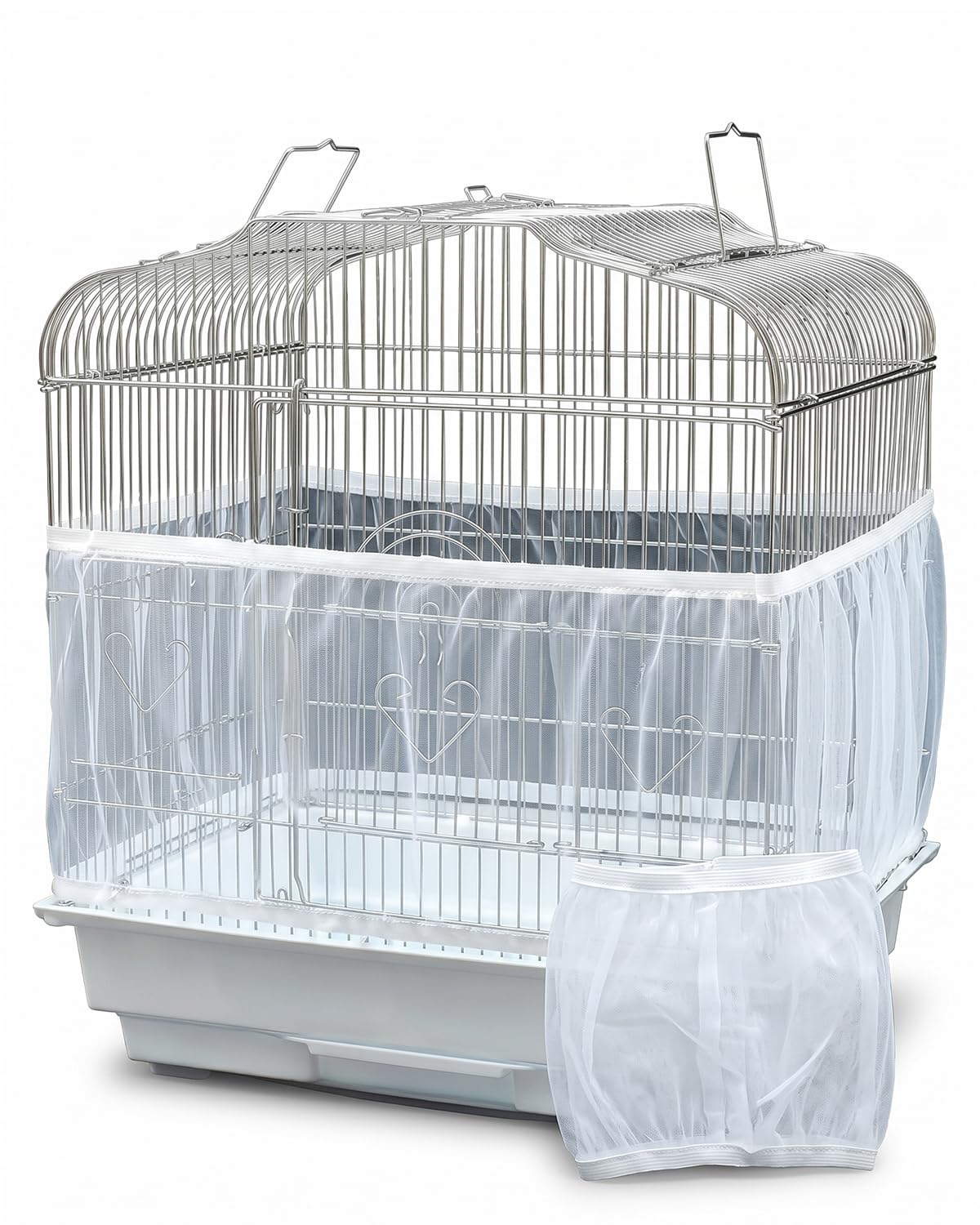 Rete per Gabbia Uccelli 2 PEZZI, Copertura Protettiva Regolabile in Nylon Anti-Sporco per Pappagalli, Raccoglitore Semi Universale per un Ambiente Pulito.