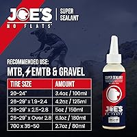 Vista 3 de JOE'S NO FLATS Super Sealant - Llantas de grava y bicicleta MTB, sellado ultrarrápido para tubos sin cámara e interiores, para agujeros de hasta