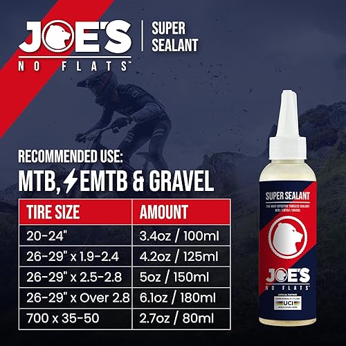 Miniatura 3 de JOE'S NO FLATS Super Sealant - Llantas de grava y bicicleta MTB, sellado ultrarrápido para tubos sin cámara e interiores, para agujeros de hasta