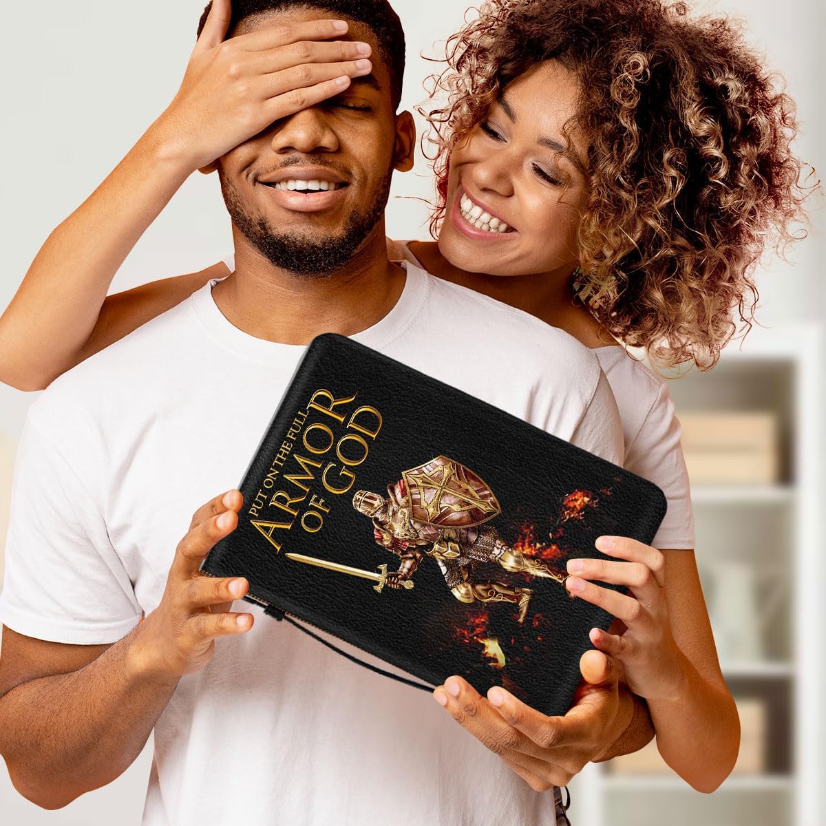 Jesuspirit - Leather Bible Cover for Men - Personalized Bible Case for Men, Bible Study Supplies, Christian Gifts for Men & Women (B - Armor of God, XL)