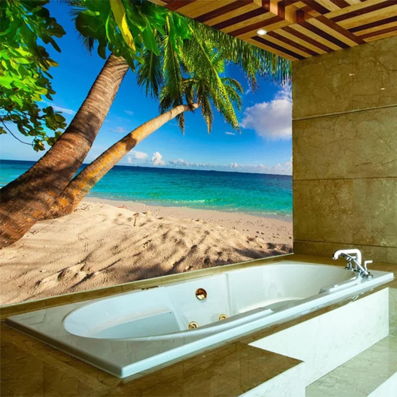 Tableau paysage naturel plage et cocotiers pour décoration de salon et grand mur TV