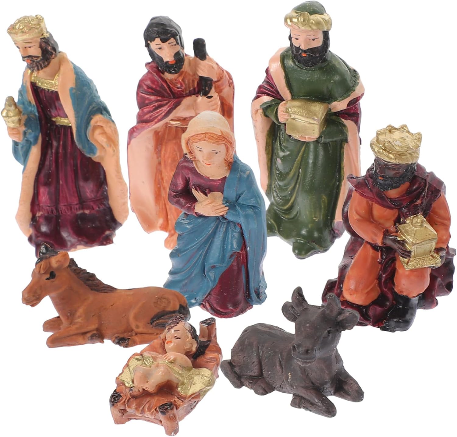 Christmas Nativity Set Jesus Figurines 8-Piece Religious Resin Craft Delicate Nativity Scene Decor