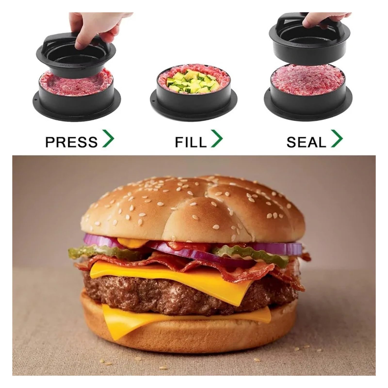 Genérico Prensa de Carne for Hamburguesas, Forma Redonda, Antiadherente