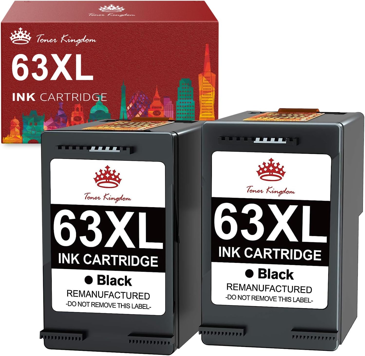 Toner Kingdom Remanufactured 63XL Black Ink Cartridges for Officejet and Deskjet Printers