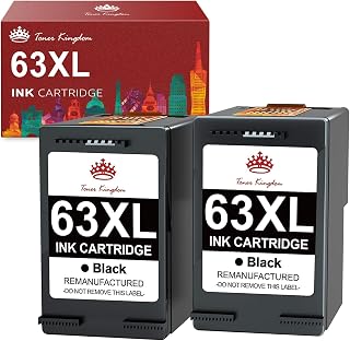 Toner Kingdom Remanufactured Ink Cartridge Replacement for 63XL Black Ink Cartridge for Officejet 3830 4650 5255 3832 Envy 4520 4512 4516 Deskjet 1112 3630 3634 3639 2132 Ink Printer (2 Black)
