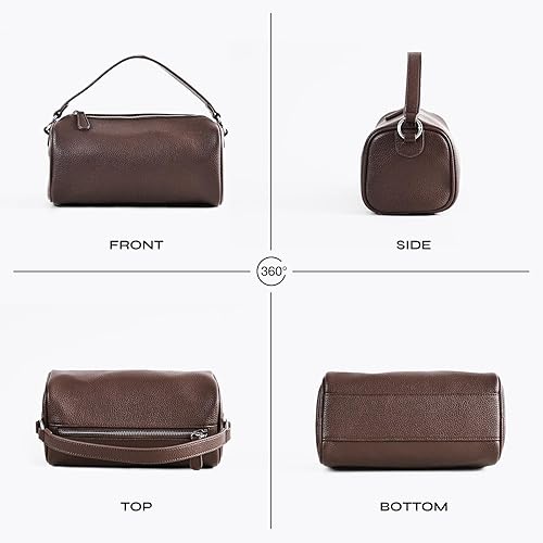 Miniatura 7 de Prite Leather Crossbody Bag for Women Minimalist Cylinder Shoulder Bag with Adjustable Strap Soft Barrel Purse