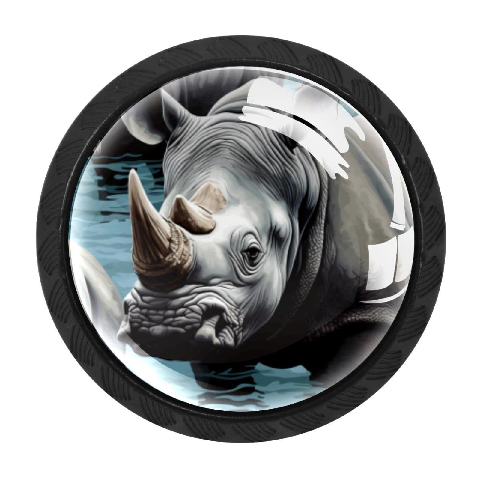 CHENZZZZ Rhinoceros Drawer Knobs Pull Handle Crystal Glass Circle Shape Cabinet Drawer Pulls Cupboard Knobs with Screws for Kitchen Cupboard Dresser Wardrobe etc