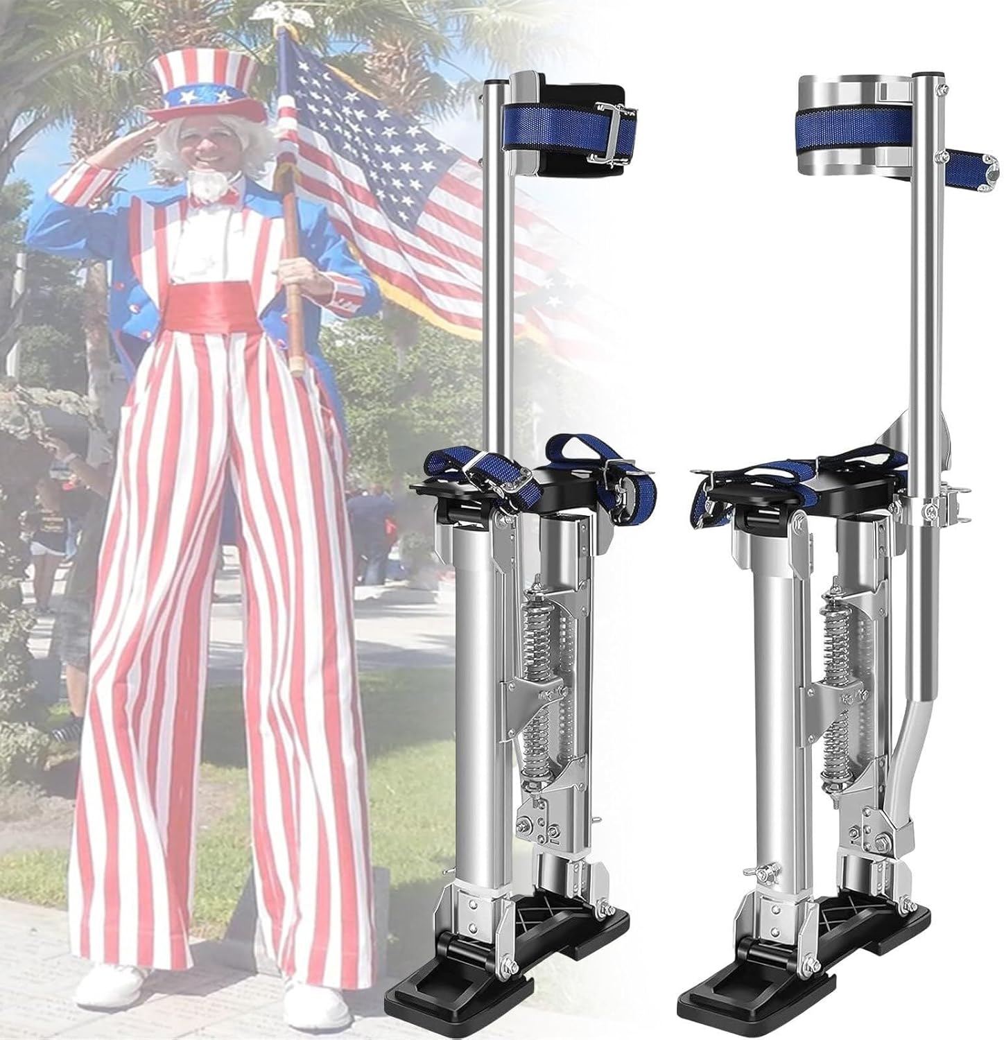 Adjustable Aluminum Drywall Stilts for Adults - for Construction, Orchard Picking, Working at High Places and More - Supports Up to 180Kg,18''-30''