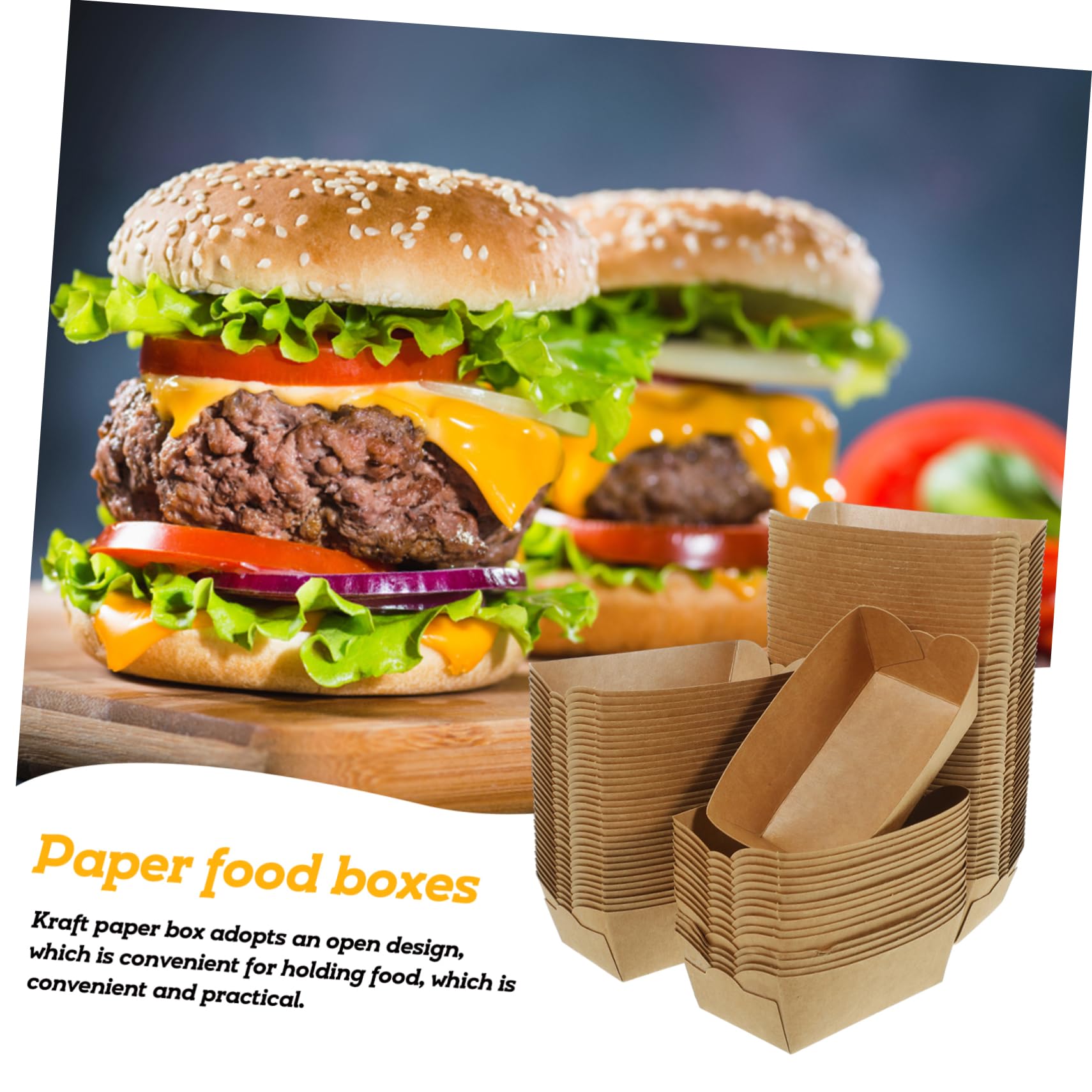 Cabilock 100pezzi Scatole in Carta Kraft da Asporto per Cibo Caldo e Freddo Adatti Fast Food Pollo Fritto Tacos Hot Dog e Snack per Bancarelle di Cibo Ristoranti e Eventi