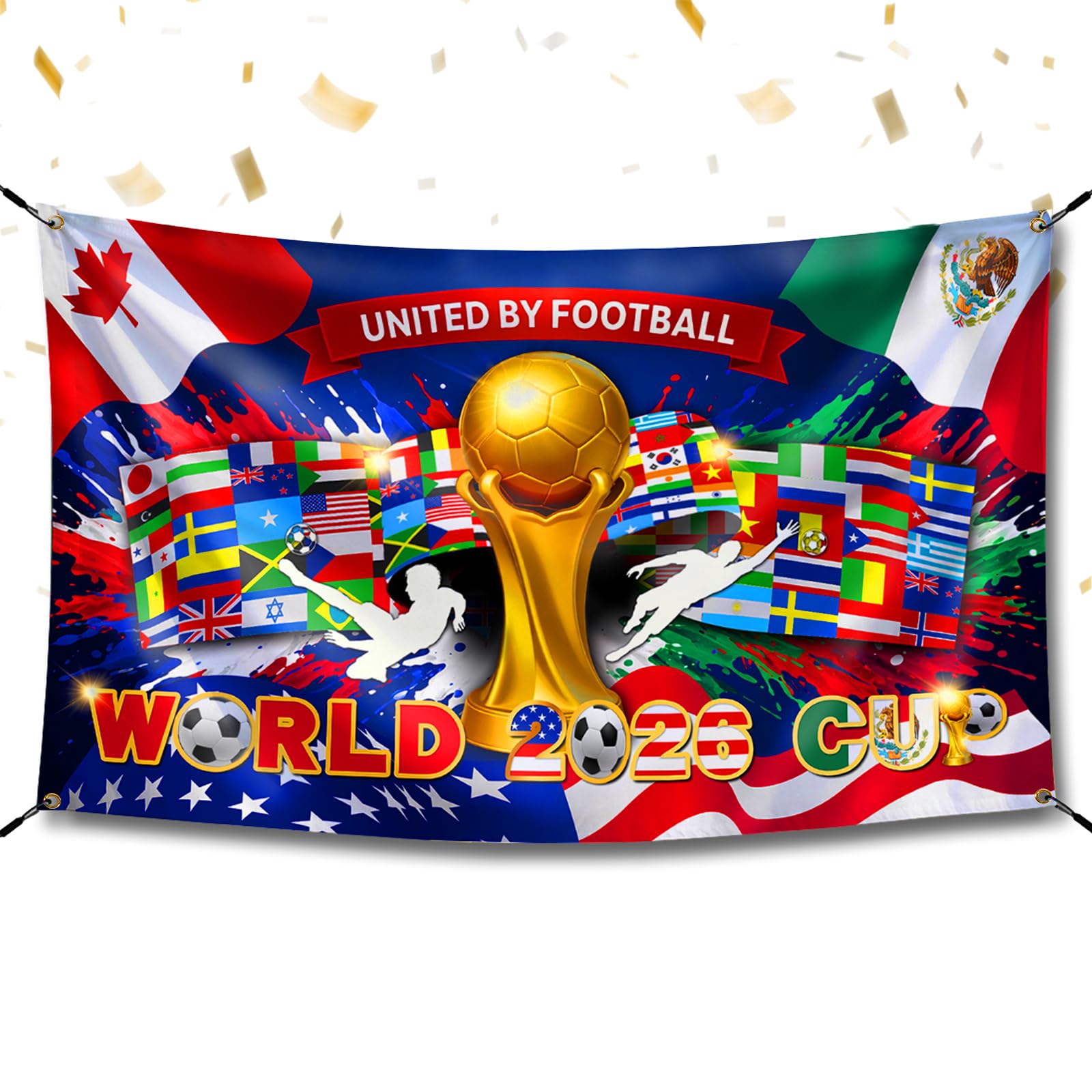 World Football Event 2026 Flag Banner, 90 * 150cm World Soccer Game 26 Merchandise Flag For Living Room Decoration Family Football Fans Gift Watching