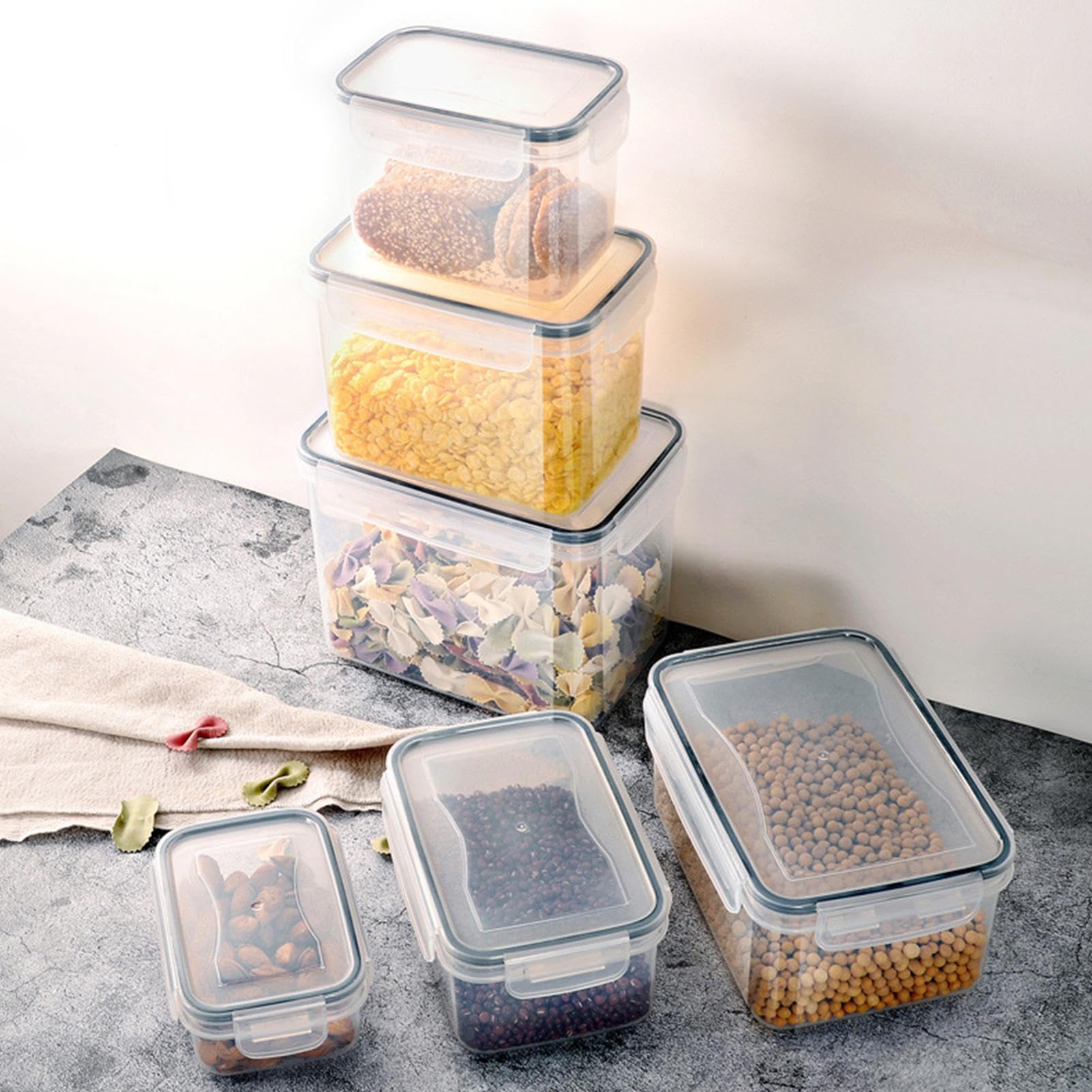 EXBERT Caja de almacenamiento de alimentos, recipientes reutilizables a prueba de fugas para microondas y congelador, contenedores de almacenamiento apilables, contenedores de almacenamiento
