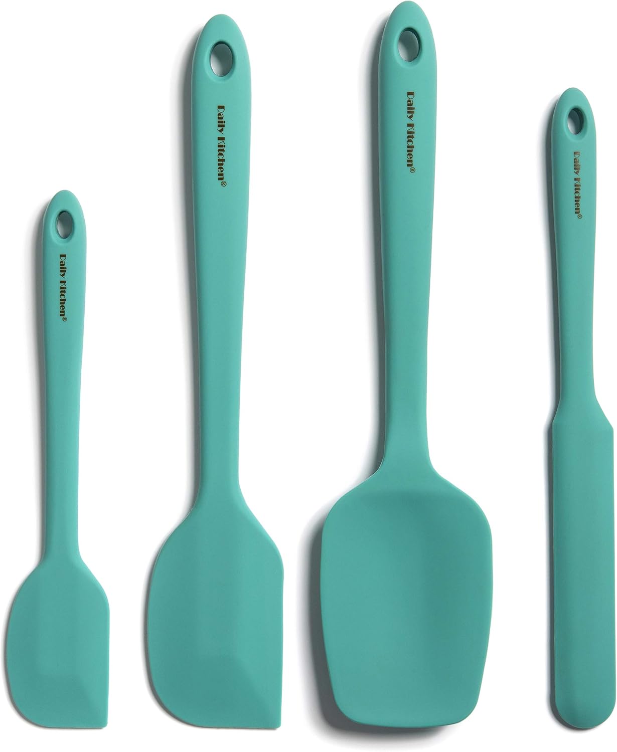 Daily Kitchen Silicone Spatula Set Heat Resistant with Stainless Steel Core - Turner Spatulas Rubber Grip - Flexible Spatulas Non Stick Cookware – Utensils For Cooking and Baking - 4-Set (Aqua Sky)