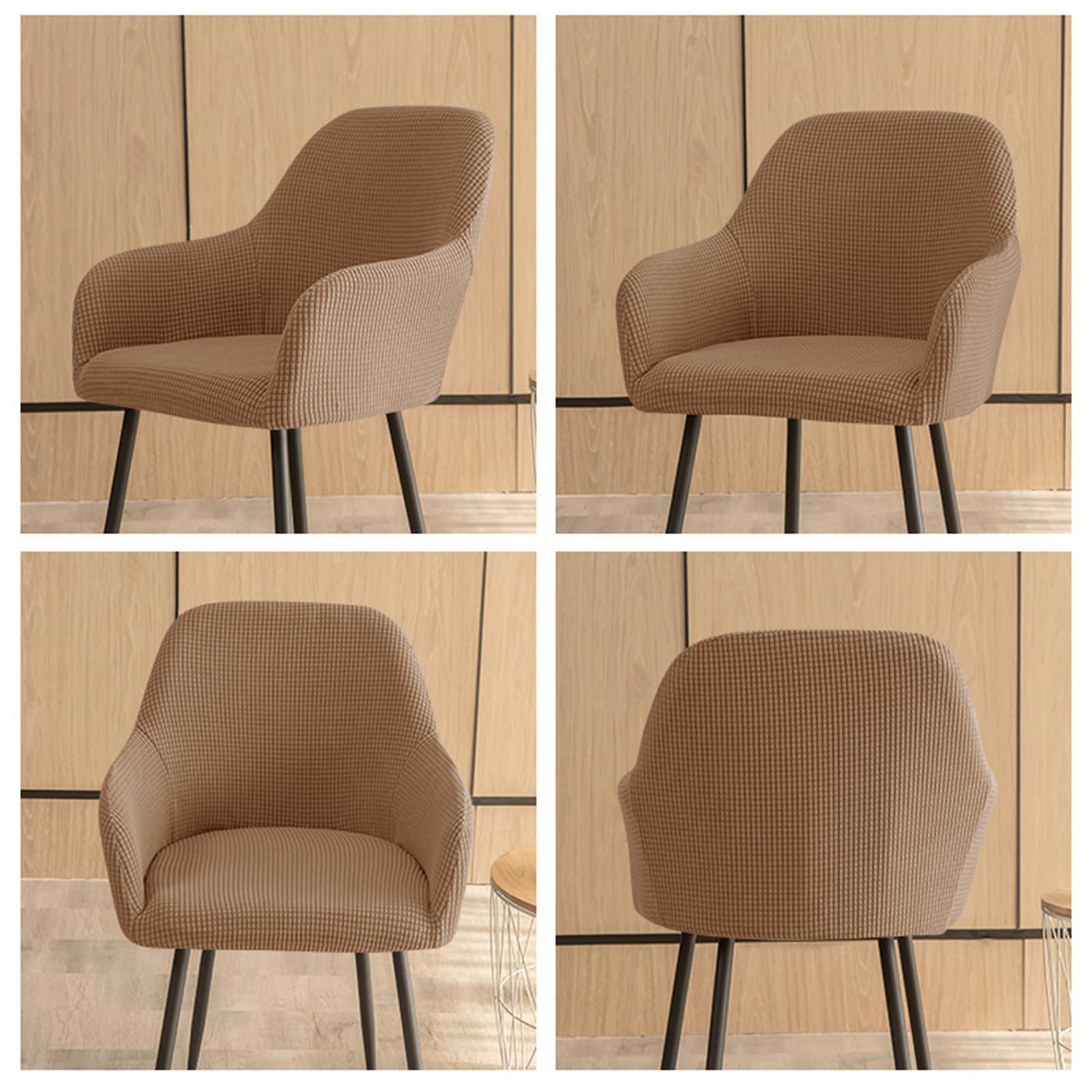 Cubierta de Poliéster para Silla con Reposabrazos, Funda Elástica Lavable para Sillas de Respaldo Curvo, para Comedor, Sala, Cocina y Dormitorio (Estilo 14,4 Pieza)