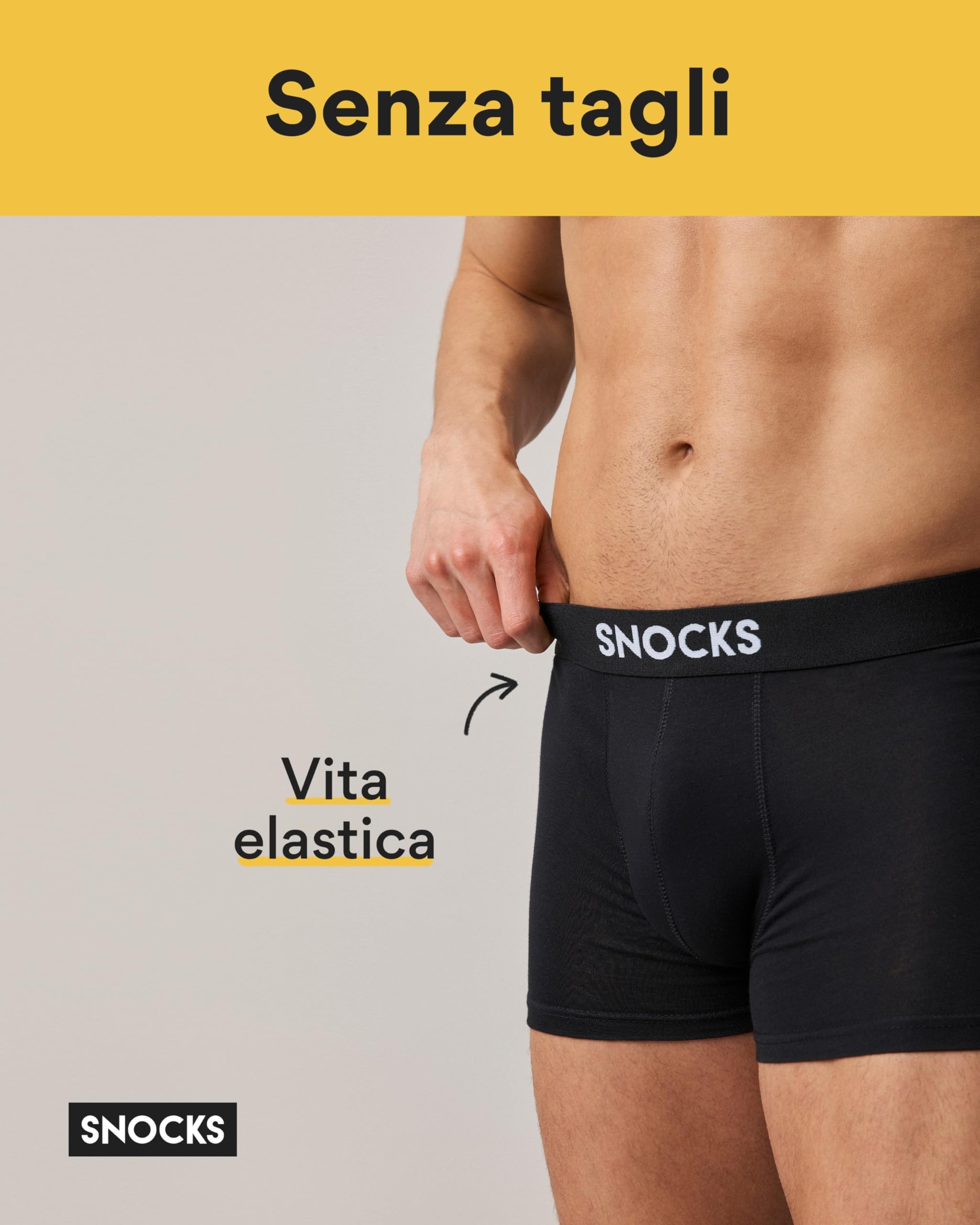 Snocks Pacco da 6 Boxer Uomo Cotone Organico con Logo - Elasticizzato e Senza Etichette