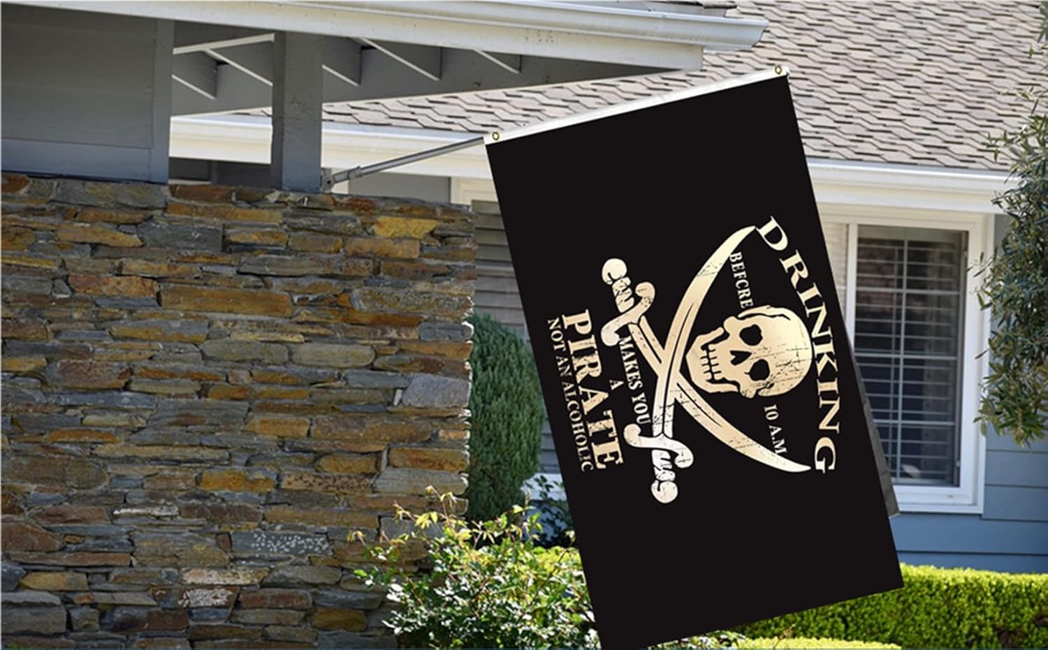 Double Sided Pirate Flags 3x5FT,Jolly Roger Flags, 220D Heavy-duty Printing 3Ply -Vivid Colour,Double Stitching On the Edge, Anti-Pirate Flags with 2 Rust-proof Brass Grommets. (Double Sided 3x5)