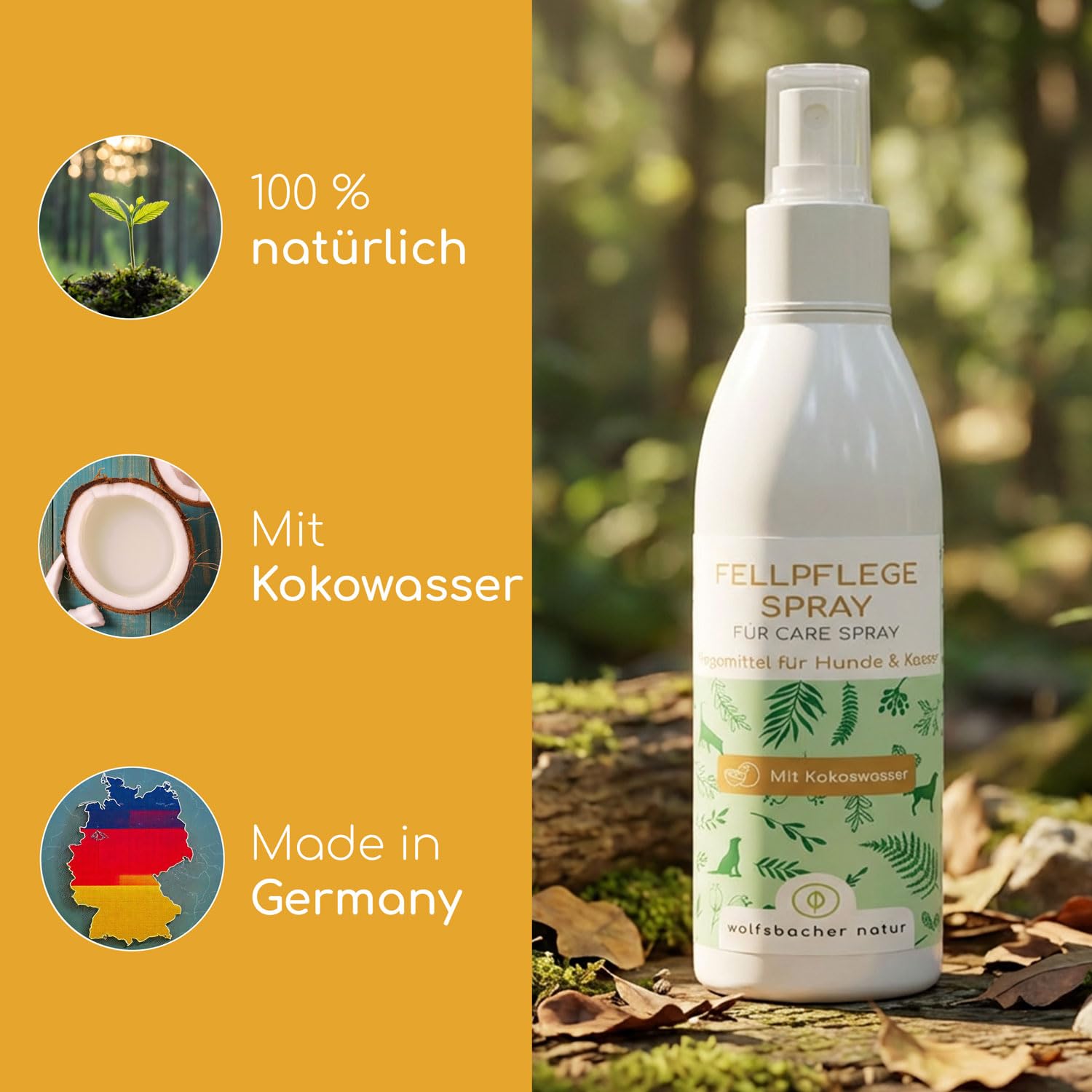 Spray Rozplątujący dla Psów i Kotów – Naturalna Pomoc w Rozczesywaniu i Pielęgnacji Sierści – Usuwa Kołtuny i Sęki – Z Przyjemnym Kokosowym Zapachem dla Lśniącej Sierści 200ml