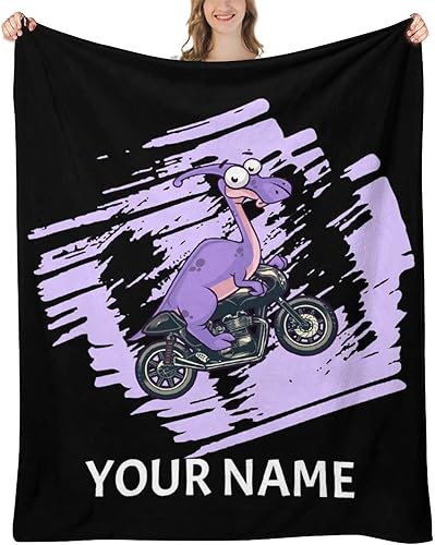 Miniatura 8 de Manta de motocicleta personalizada con nombre personalizado para niños y adultos, acogedora y suave para sofá, cama, manta deportiva de franela para