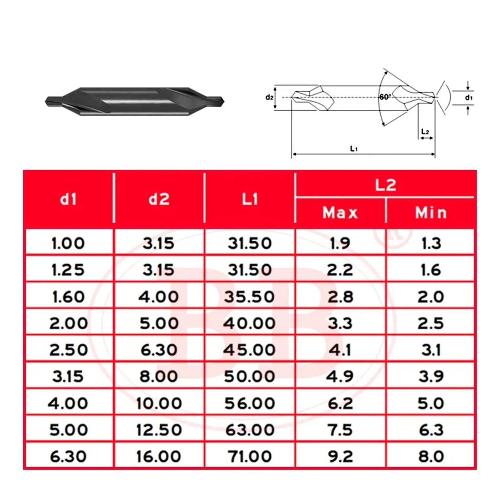 M35 HSS Co A forma herramienta de Metal brocas avellanador central 60 grados