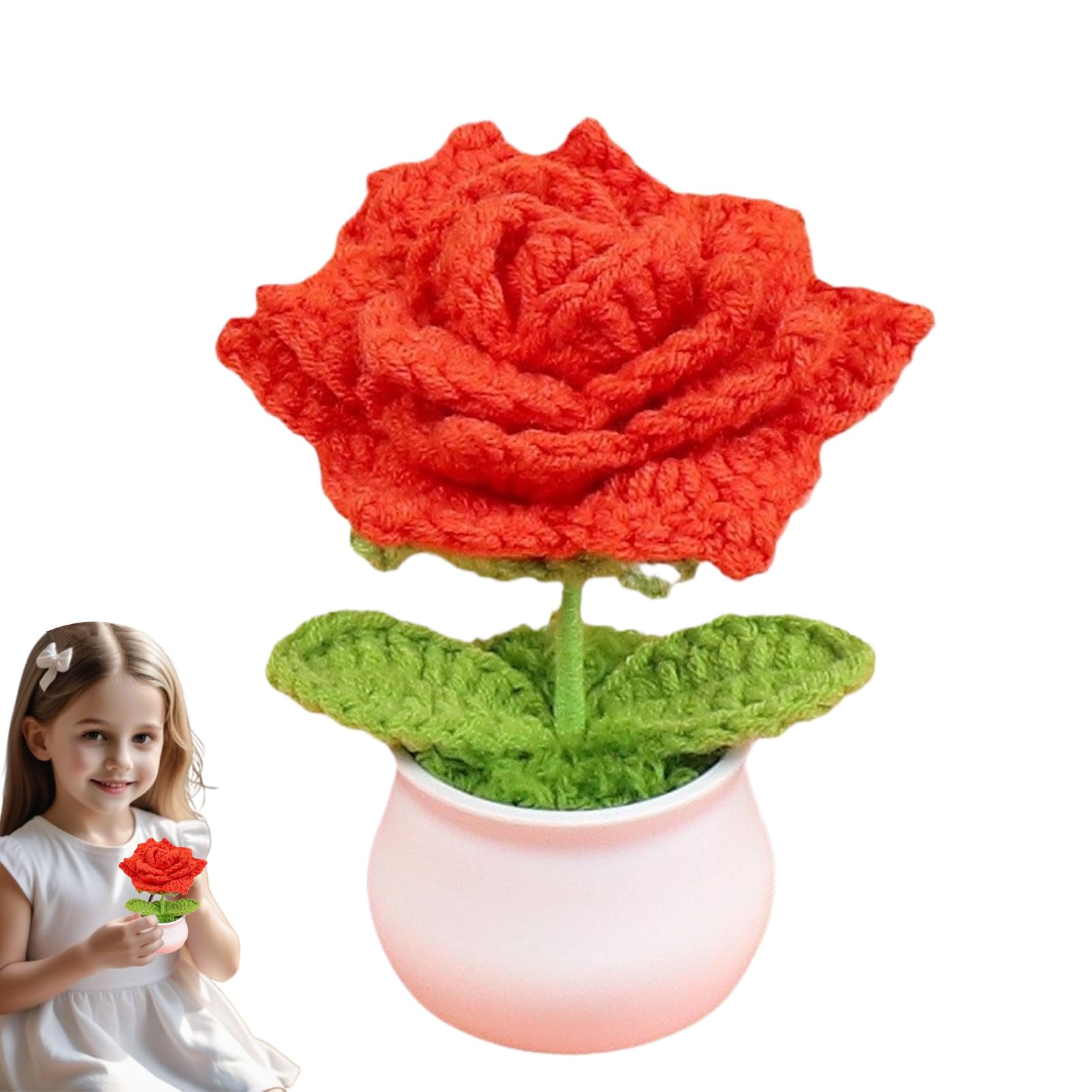 Decorative Crochet Flowers - Handmade Flower Bouquet, 13.78x9.45 Inches Crochet Sunflower with Daisy, Woven Yarn Floral Arrangement with Elegant Style, Fake Flower, Knitted Flowers for Centerpiece