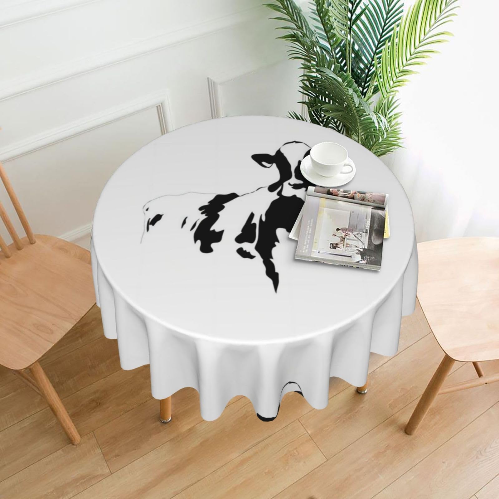 YYHWHJDE Cow In Black And White Prints Round Decorative Tablecloth 60in – Elevate Your Dining Space with this Elegant Throw for Everyday Charm & Special Occasions