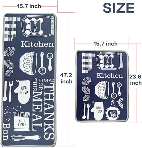 Miniatura 3 de Juego de tapetes Leebei antideslizantes lavables para interior para cocina dormitorio cuarto de baño 157 x 236 pulgadas  157 x 472 pulgadas