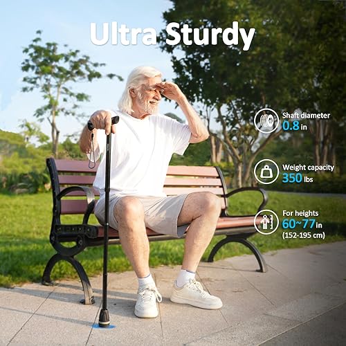 Miniatura 3 de Walking Cane for Men & Women, Foldable Cane with Shock Absorption - Adjustable, Lightweight Collapsible Walking Stick for Seniors & Adults, Comfort