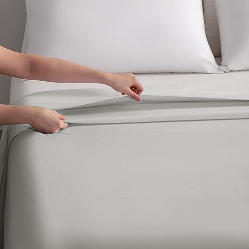 Vista 21 de BEDSUM Sábana encimera de microfibra tamaño individual, de lujo, 1800 hilos, resistente a las arrugas y a la decoloración, color blanco