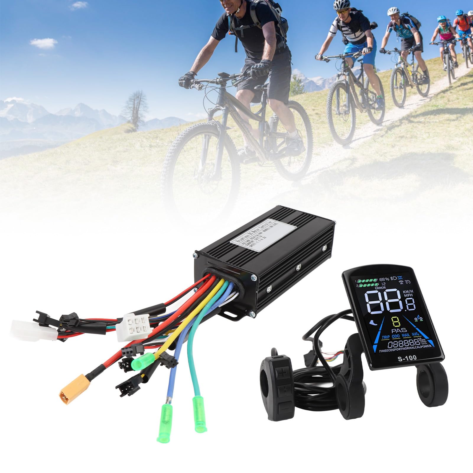 Kit Controller per Bicicletta Elettrica, 26A 36V 48V 500W 750W 3 Modalità Centralina Bici Elettrica Senza Spazzole con Display LCD