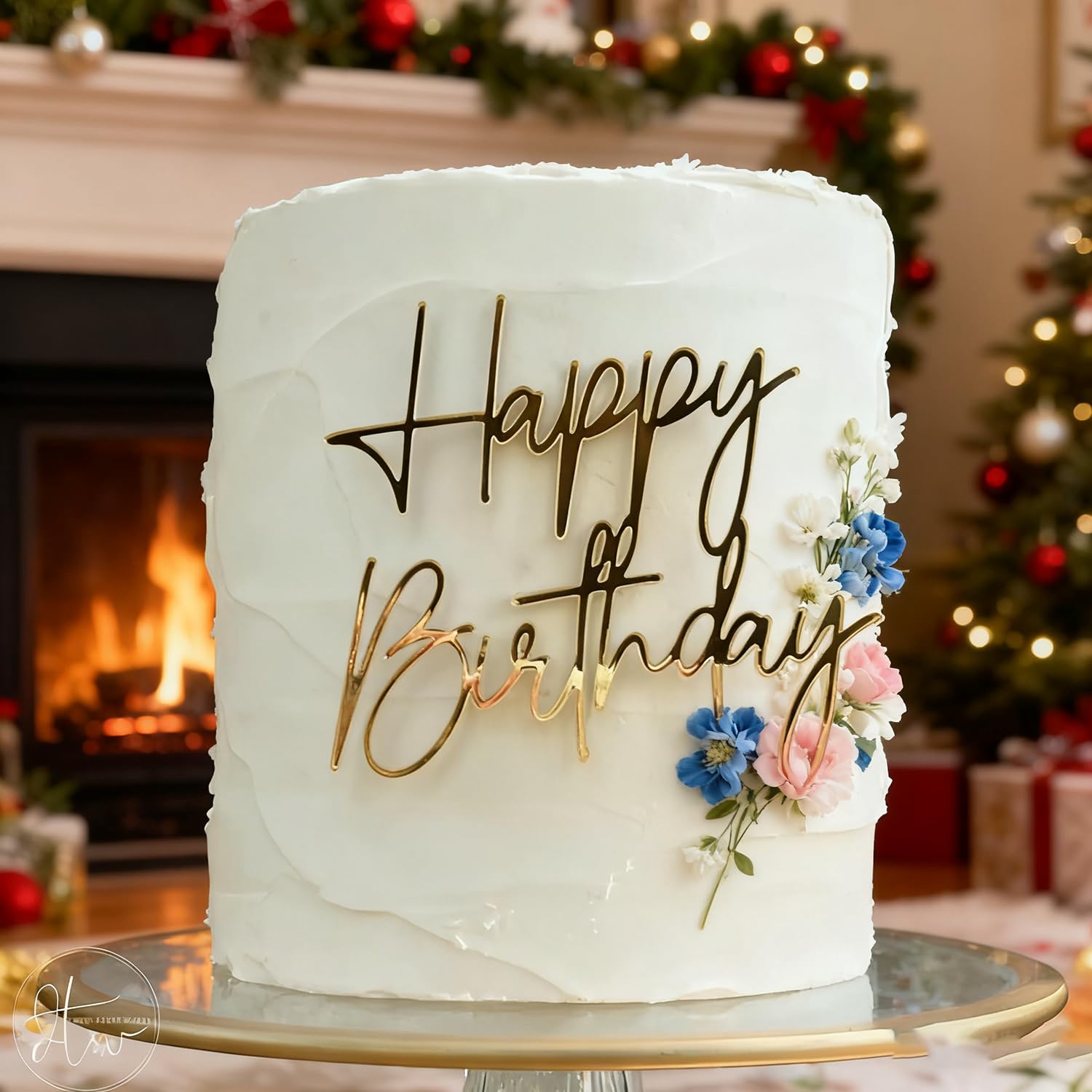 View 1 of 1 PCS Happy Birthday Cake Topper, Acrylic Gold Mirror Birthday Cake Decoration Cake Charm Decor for Anniversary Celebrating Party Cake Decorations, 5.5 * 4.5 inches