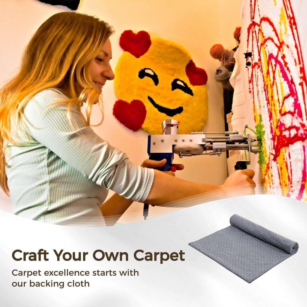 71x157 inch Non Slip Final Backing Cloth, Tufting Cloth Backing Fabric with Non Slip Vinyl Rubber Dots, Non Slip Rug Pad with Plum Blossom Pattern for Tufting and Rug Making