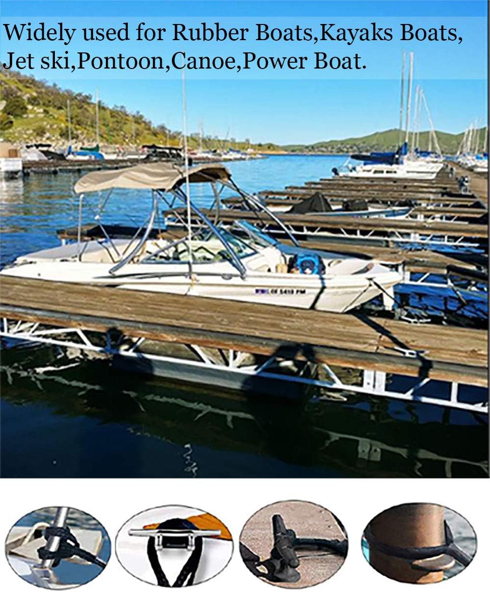 Bungee Dock Lines for Boats 4 Pack Boat Ropes for Docking with Loop Mooring Rope Boat Accessories for Kayak, Jet Ski, Pontoon