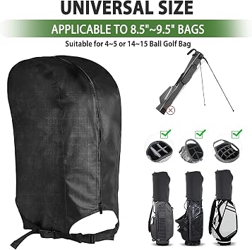 Golf Bag Rain Cover, Waterproof Universal Fit for Stand & Cart Bags