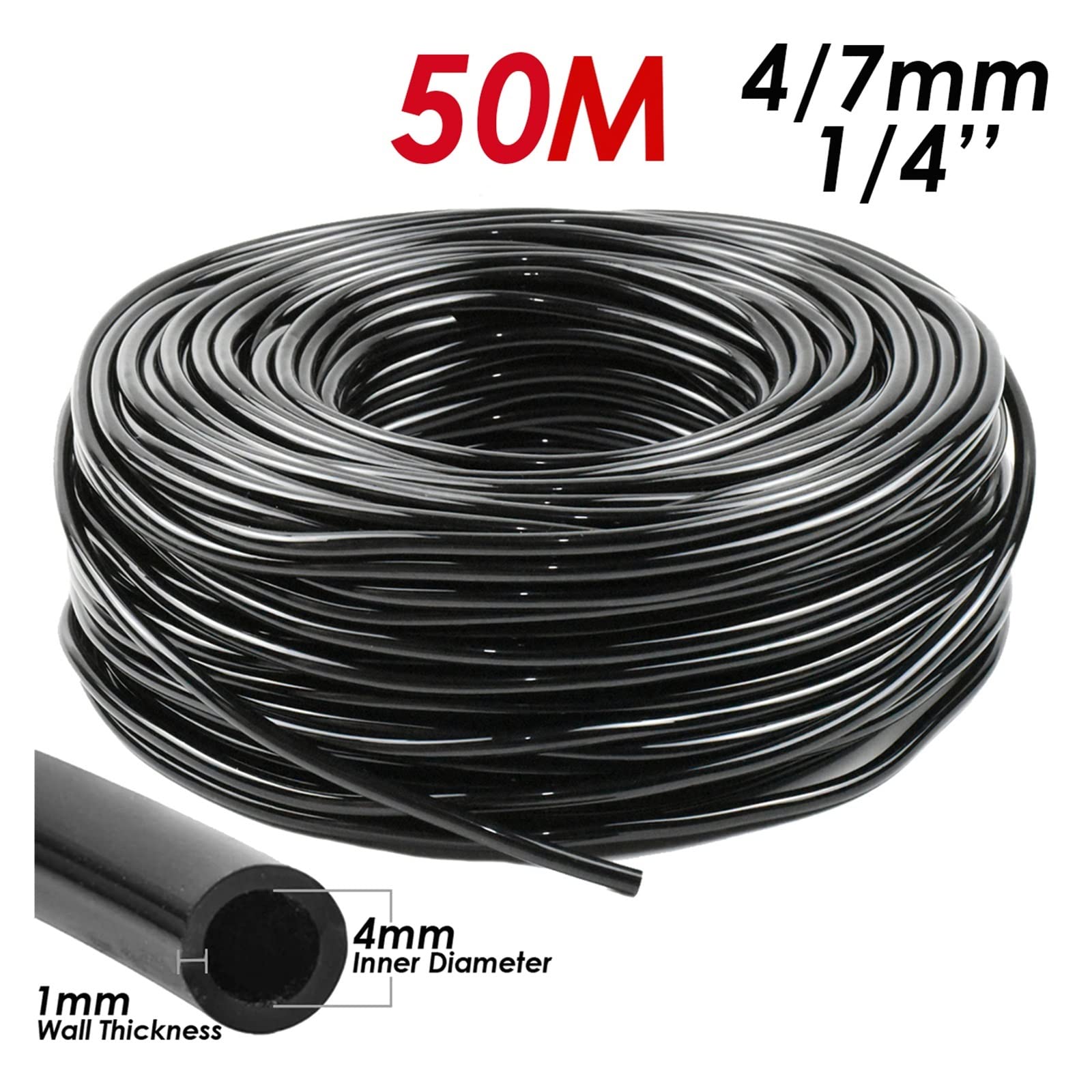 ISCBAFYX Tuyau d'arrosage de de 5 à 50 m, Micro-Irrigation en PVC, Tuyau de 4/7 mm, arroseur de pelouse, Balcon, Serre largement utilisé(KSL01-006-50M)