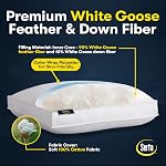 Serta White Goose Feather Down Fibers Bed Pillows Queen Size Set of 2, 100% Cotton Cover Hotel Collection Gusseted Bed Pillows for Back, Stomach or Side Sleepers, White 2