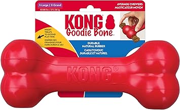 Kong Goodie Bone - Classic Durable Natural Rubber Dog Bone Supports Mental Engagement - Treat Dispensing - Red - for Extra Large Dogs