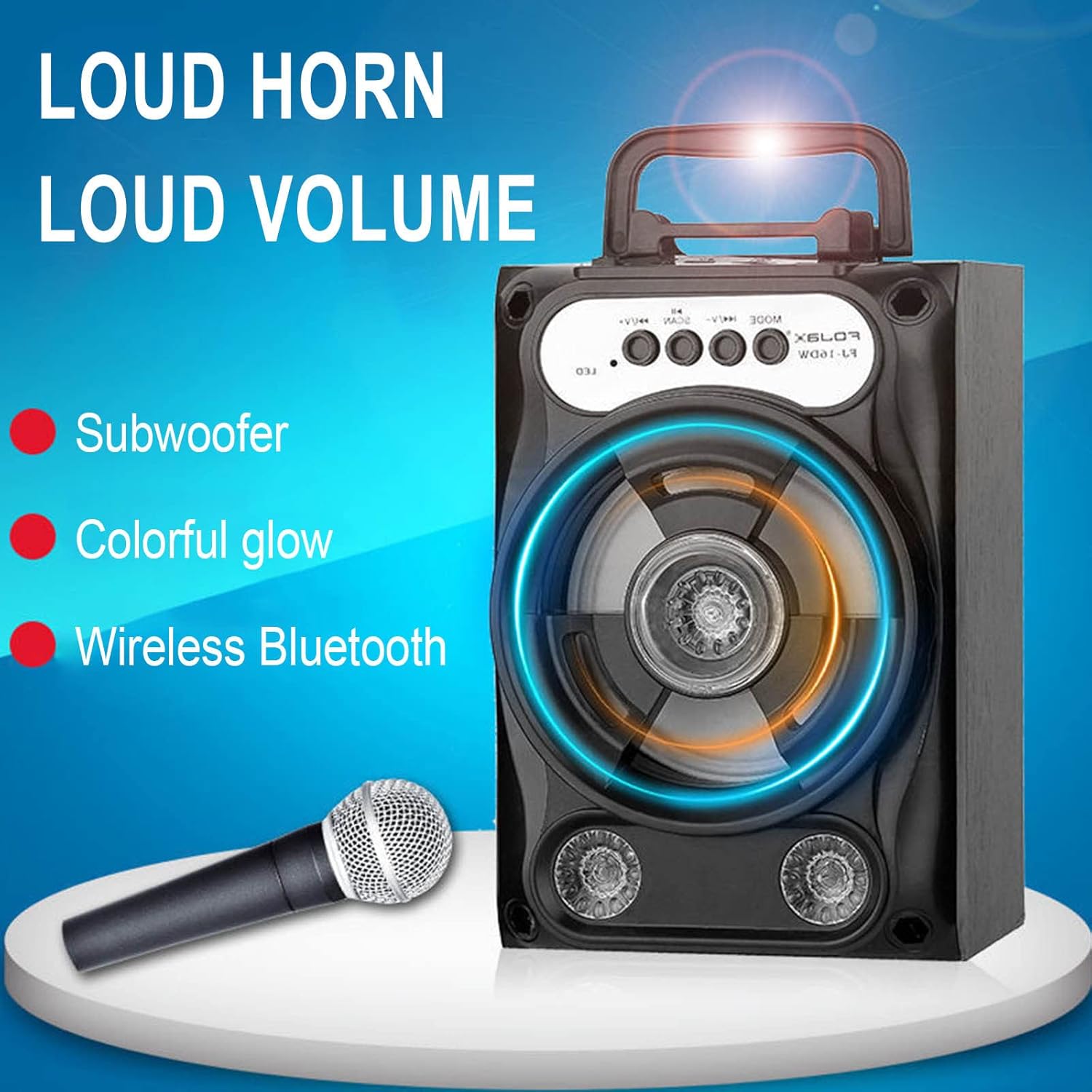 wireless bluetooth 5 0 speakerportable k song loud volume subwoofer speakerwireless stereo rich bass boomboxfour playback modesfor home outdoor pa
