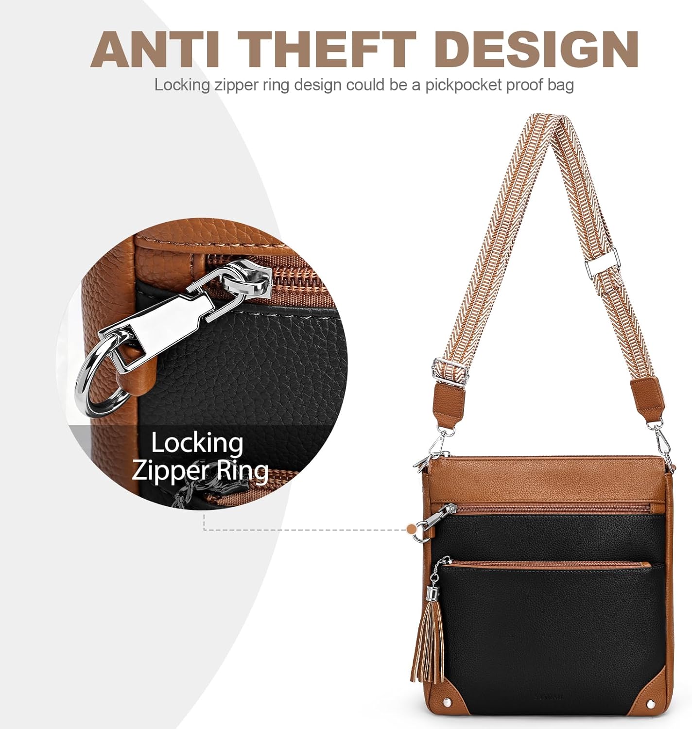 Anti Theft Crossbody Purses for Women RFID Blocking Crossbody Bags, Travel Shoulder Purse with Built-in Wallet - Image 4