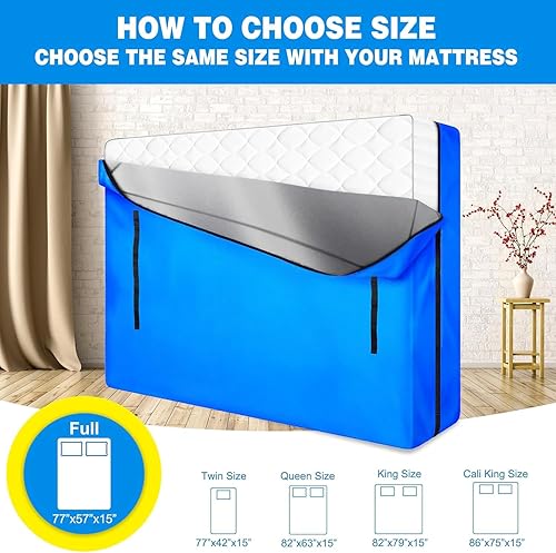Miniatura 2 de ANALIM Bolsas de colchón para mudanza y almacenamiento, bolsa de almacenamiento de colchón con cremallera con 8 asas de transporte fuertes, funda