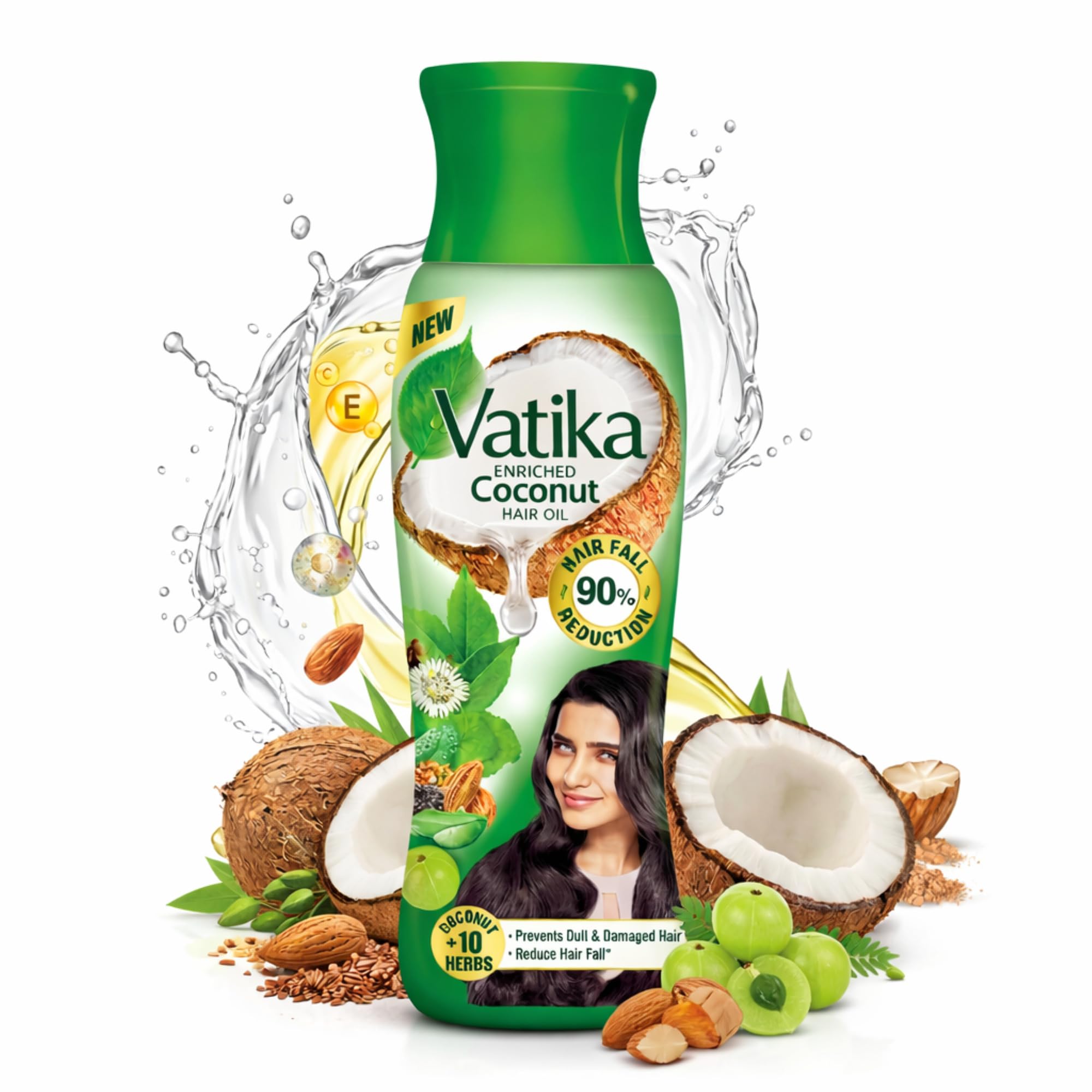 Dabur Vatika Enriched Coconut Hair Oil - 405 ml | For Strong, Thick & Shiny Hair | Good for Scalp Health | Enriched with 10 Herbs
