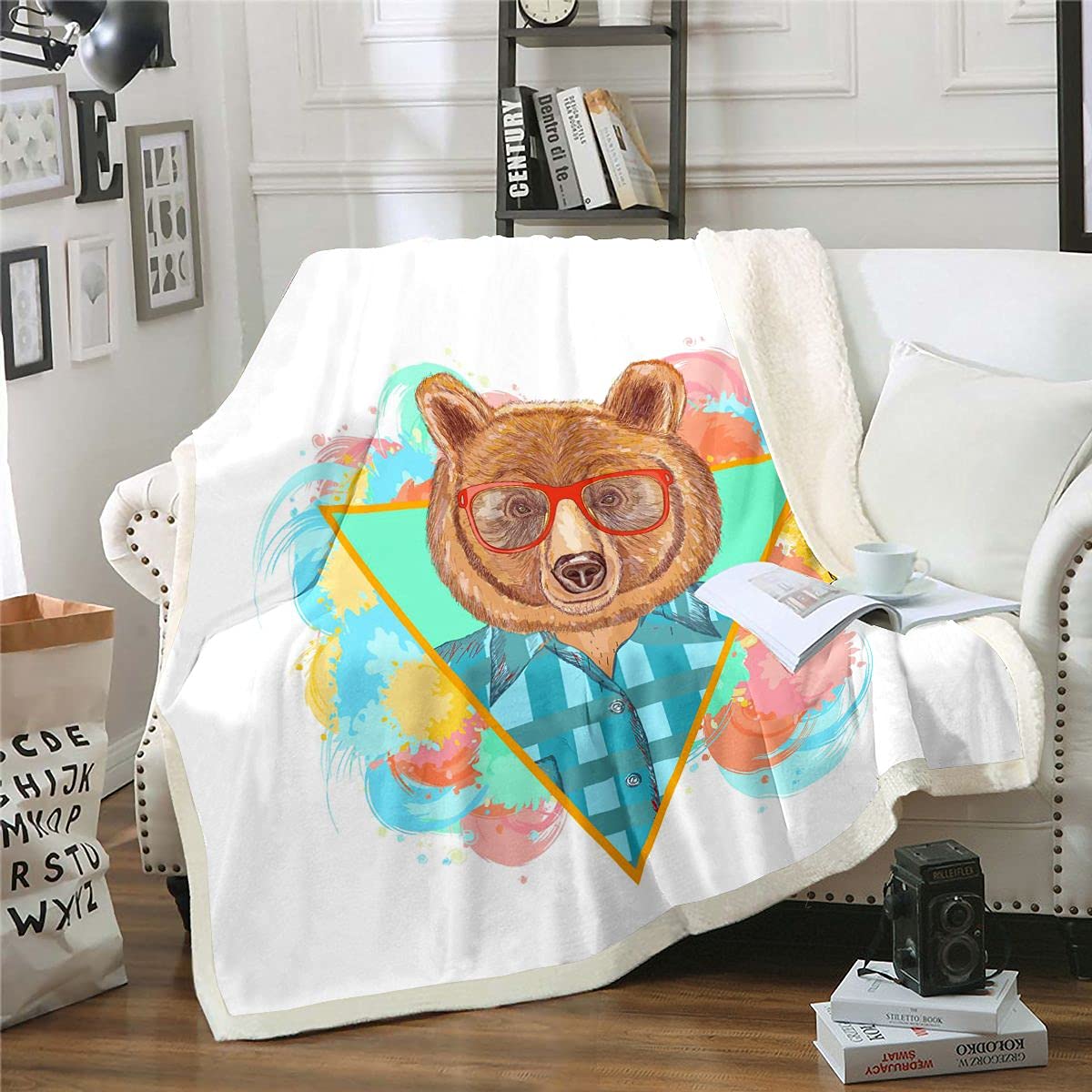 Coperta In Pile Sherpa Loussiesd Con Animali Del Cartone Animato - Morbida E Ultra Soffice Per Divano E Letto, 150x150 Cm