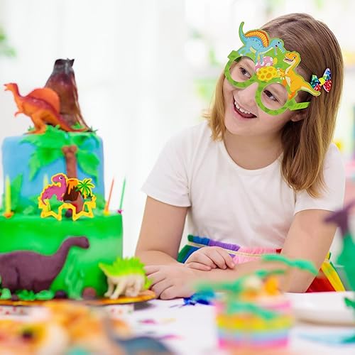 Miniatura 5 de 32 piezas de decoración de fiesta de dinosaurios, anteojos de papel, gafas de cumpleaños, gafas de sol con temática de dinosaurio, accesorios para
