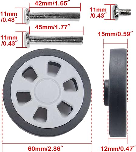 Miniatura 6 de Maleta Ruedas Reemplazo 360 Spinner 2.362 in x 0.472 in Kits Equipaje Rueda de Viaje Doble Accesorios Universal Goma Giratoria Ruedas Ruedas