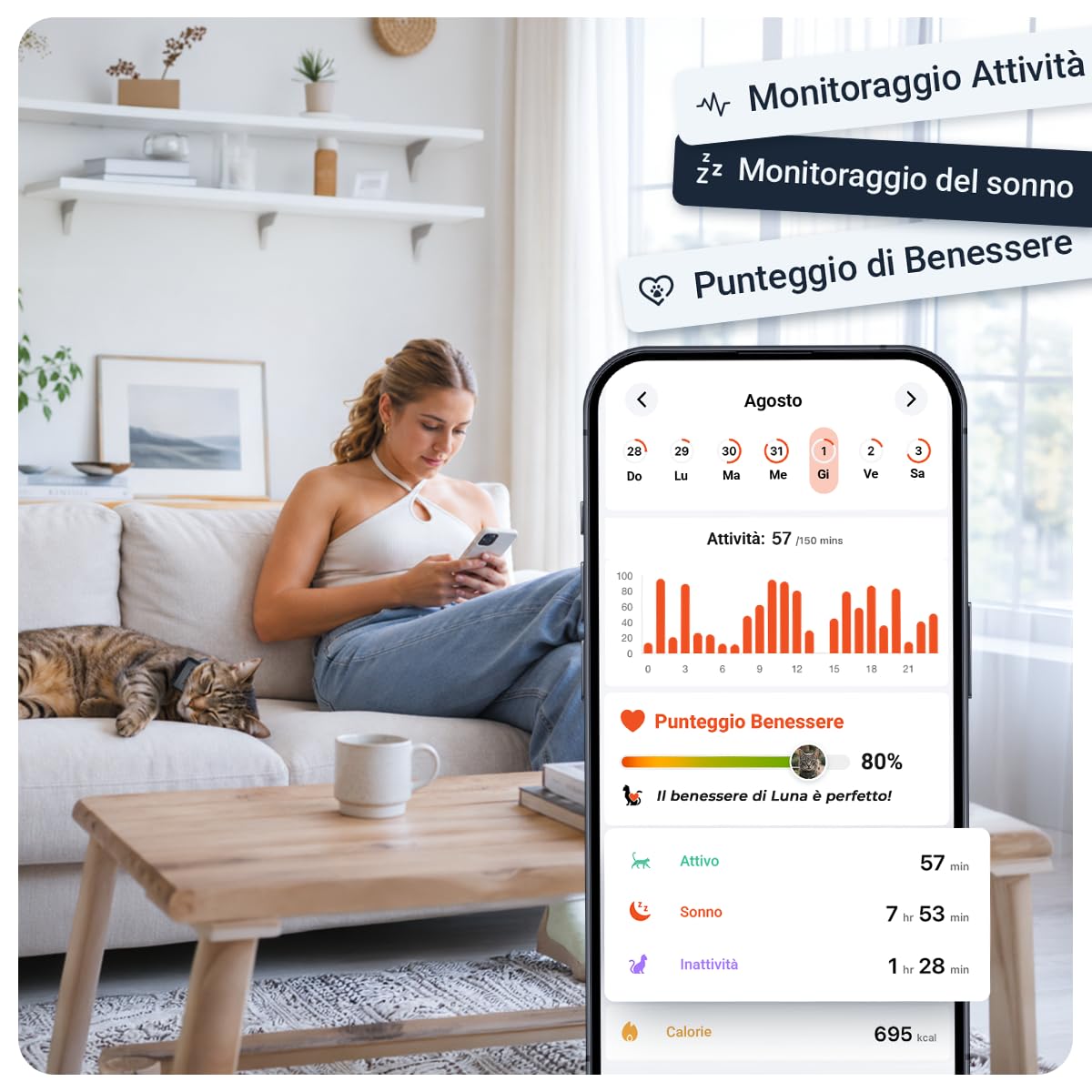 PAJ Localizzatore GPS Mini per Gatti, 3 Mesi Abbonamento Premium Incluso | Notifiche Fuga - GPS Tempo Reale - 100% Impermeabile - Compatibile con tutti i Collari/Pettorine - Allarmi in App