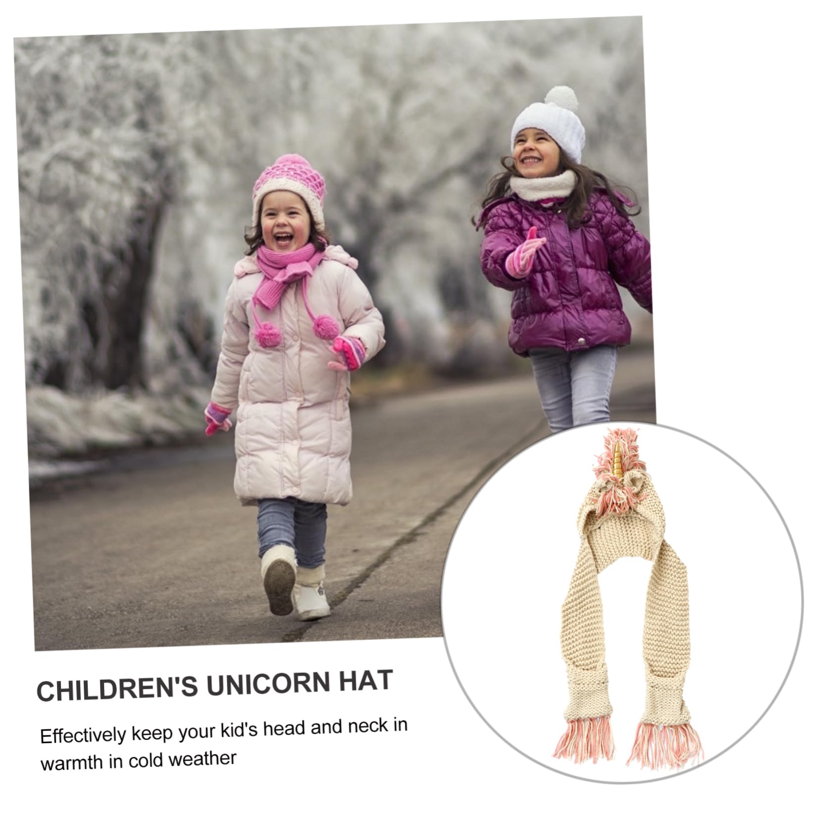 Homoyoyo Sombrero De Unicornio De Crochet para Niña Bolsillo para Bufanda Gorro De Invierno De Unicornio Gorro De Punto Hecho Mano Capucha