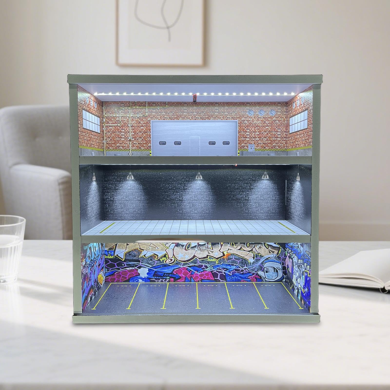 Vitrine für Modellautos Im Maßstab 1:64, Miniatur Szenario, Diorama, Dekorativ, Staubdicht, Sammlerstück, Geschenk, Präsentationsorganizer, Style A